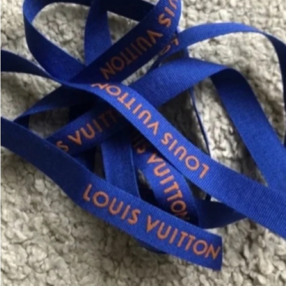 Authentic Louis Vuitton Ribbon.Royal Blue with orange Logo.142 cm - Picture 2 of 2